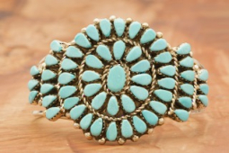 Genuine Sleeping Beauty Turquoise Sterling Silver Zuni Indian Bracelet